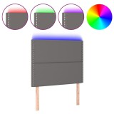 Cumpara ieftin Tablie de pat cu LED, gri, 100x5x118/128 cm, piele ecologica