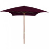 Umbrelă de soare, exterior, st&acirc;lp lemn, roșu bordo, 200x300 cm, vidaXL