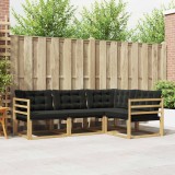 vidaXL Set de canapele de exterior cu pernă 4 pcs Alb și negru 3388626