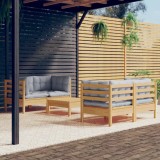 vidaXL Set mobilier grădină cu perne gri, 5 piese, lemn masiv de pin 3096021