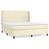 Cumpara ieftin Pat box spring cu saltea, crem, 180x200 cm, piele ecologica