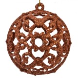 Globuri Crăciun, Model Glitter, Set 6 Bucăți, Culoare Bronz, Diametru 6 cm, Material Plastic