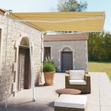VidaXL Copertină retractabilă manual, galben/alb, 300x250 cm