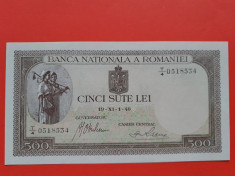 Bancnota 500 lei 1940 filigran orizontal UNC foto