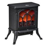 HOMCOM Șemineu Electric 750/1500 W cu Efect de Flacără Acoperire 15-20 m&sup2;, Negru | Aosom Romania