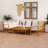 vidaXL Set mobilier grădină cu perne, 9 piese, crem, lemn de acacia 3057775