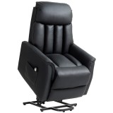 HOMCOM Fotoliu Electric Rabatabil p&acirc;nă la 145&deg; din Piele Ecologică cu Telecomandă, 80x94x104 cm, Negru | Aosom Romania