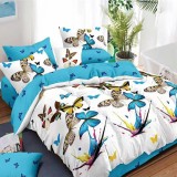 Lenjerie pat dublu,bumbac finet,6 piese,cearceaf normal 220x240cm, cearceaf pilota 200x220cm, 2 fete de perna 50x70, 2 fete de perna 70x70-M154