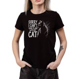 Tricou Dama Pisici negru cu grafica amuzanta si text ironic, marimea S