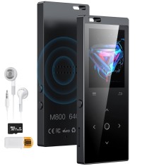 Player MP3 cu Touchscreen, Ecran 1.8 inch, Bluetooth 5.2, 64GB Memorie, Suporta Card SD pana la 128GB, Difuzor, Sunet HiFi, Radio FM, E-book Reading,