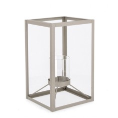 Felinar metal gri Janie 18.5x18.5x30.5 cm