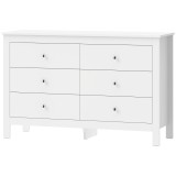 HOMCOM Comodă 6 sertare, mobilier de depozitare cu glisiere fluide, stil modern, 118 x 39,5 x 75,5 cm, Alb | Aosom Romania