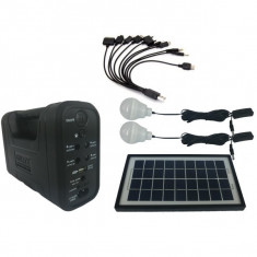 Kit cu Panou Solar, USB si Becuri LED, 6V 4Ah GD8017A foto