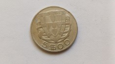 Portugalia -5 Escudos 1946-ARGINT foto