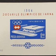 RO-0107-ROMANIA 1964-J.O.INSBRUCK-colita 55 nedantelata si nestampilata