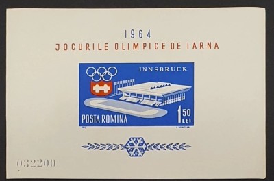 RO-0107-ROMANIA 1964-J.O.INSBRUCK-colita 55 nedantelata si nestampilata foto
