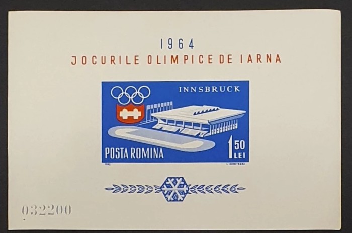 RO-0107-ROMANIA 1964-J.O.INSBRUCK-colita 55 nedantelata si nestampilata