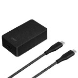 Uniq Versa Slim LITHOS USB-C PD 18W &icirc;ncărcător de rețea + cablu - negru