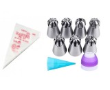Cumpara ieftin Set 10 piese, 7 Duiuri de Ornament pentru Torturi si Prajituri, 1 pos silicon. 1 adaptor, 100 de posuri, 562COF