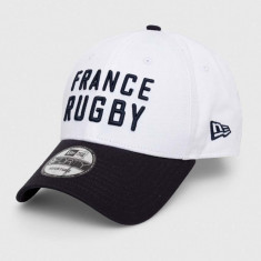 New Era șapcă de baseball din bumbac culoarea alb, cu imprimeu, FRENCH FEDERATION OF RUGBY