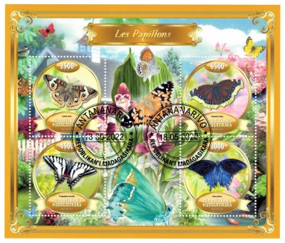MADAGASCAR 2022 - Fluturi / set complet colita + bloc foto