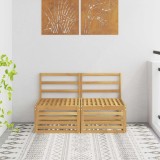 vidaXL 2 Bucată Canapea Medie pentru Exterior Lemn Solid de Acacia Alb 901498