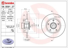 BREMBO 08.B391.27 PRIME LINE - With Bearing Kit Disc frana foto