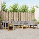vidaXL Set de canapele de exterior cu pernă 11 pcs Alb și gri deschis 3389921
