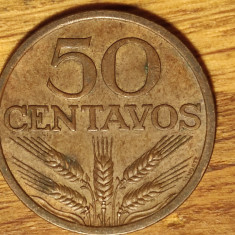 Portugalia - moneda de colectie bronz - 50 centavos 1969 - an rar ! - superba !