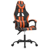 Cumpara ieftin Scaun de gaming pivotant, negru si portocaliu, piele ecologica