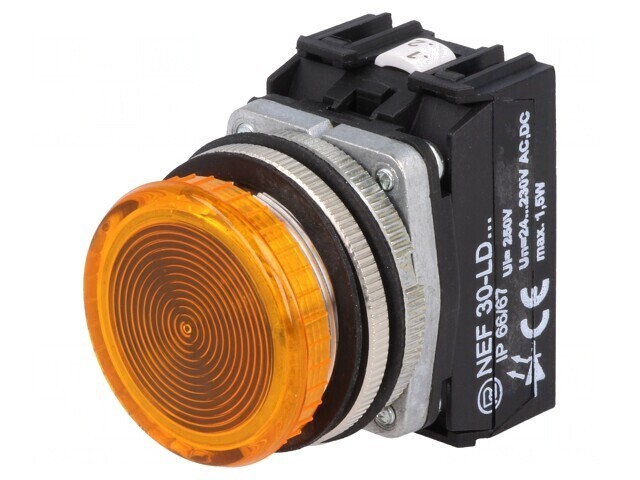 Lumină de control LED galbenă 24-230V AC/DC NEF30