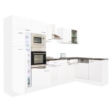 Mobilă de bucătărie de colț Yorki 340, corp alb, cu față alb satinat