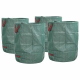 Saci gunoi grădină cu m&acirc;nere 4 buc., pliabil rotund verde 300L