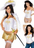 W84 Costum tematic muschetar cu palarie si corset cu jartiere, M/L