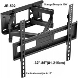 Suport TV 32-85 inch, 4 Brate Reglabile, VESA 600x400, Inclinare +/-15&deg;, Rotire 120&deg;, Distanta perete 9-50cm, Max 65kg, JR-502