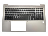 Carcasa superioara cu tastatura palmrest Laptop, HP, ProBook 850 G7, 850 G8, M07492-031, iluminata, argintie, layout UK