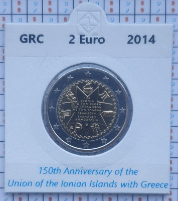Grecia 2 euro 2014 UNC - Ionian Islands - km 269 cartonas personalizat D32301 foto