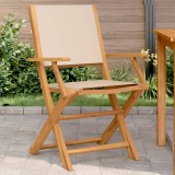 Gossi scaune de gradina 2 buc., bej, lemn masiv acacia si textil