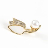 Brosa martisor lalea cu pietre albe