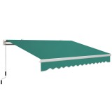 Copertina Soare Retractabila cu Manivela, Outsunny, Metal si Aluminiu, Verde, 400x250cm | Aosom Romania