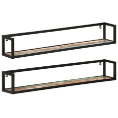 vidaXL Rafturi de perete 2buc. 110x17x17cm lemn masiv reciclat și fier 353793