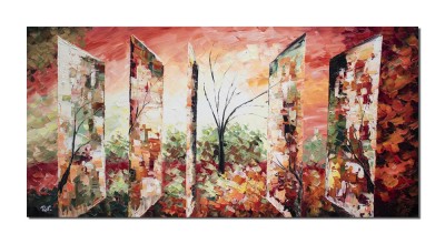 Tablou inspirational pictat manual, Treptele vietii, 140x70cm ulei pe panza in cutit efect 3D, gata de agatat pe perete foto
