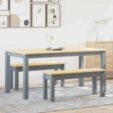 Gossi set de sufragerie din 3 piese panama din lemn masiv de pin gri