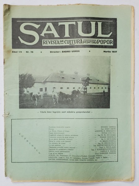 SATUL , REVISTA DE CULTURA PENTRU POPOR , NR. 76 , 1937