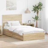 Cumpara ieftin Pat cu storage Stejar Sonoma 100 x 200 cm Lemn prelucrat