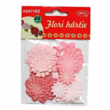 Cumpara ieftin Flori Hartie DACO, 32 Buc/Set, Culoare Roz, Floricele Decorative Hartie, Floricele Decorative, Floricele Hartie Ornamentale, Floricele Decorative din