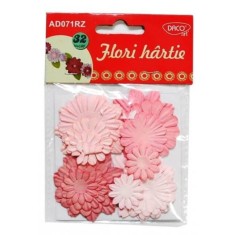 Flori Hartie DACO, 32 Buc/Set, Culoare Roz, Floricele Decorative Hartie, Floricele Decorative, Floricele Hartie Ornamentale, Floricele Decorative din foto