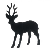 Figurina Decorativa Craciun, Ren, Catifelat, Negru, 17cm, Oem