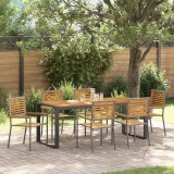 VidaXL Set de masă pentru grădină 7 pcs Gri 200 x 80 x 75 cm poliratan