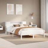 vidaXL Pat cu bibliotecă fără saltea, alb, 120x190 cm, lemn masiv pin 3321533